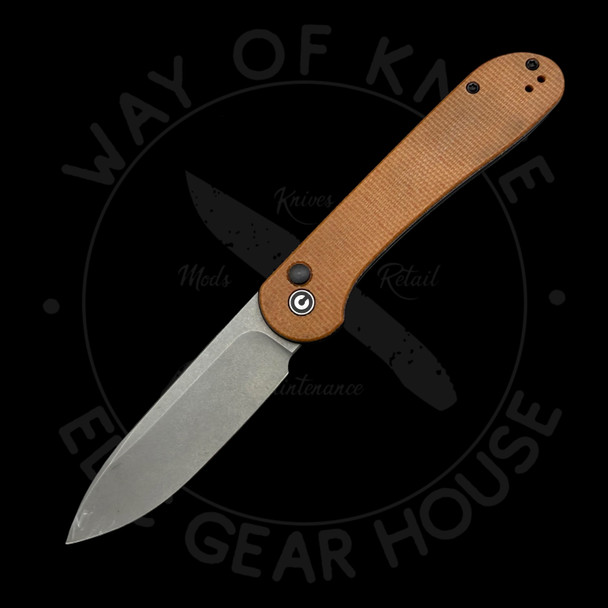 *Pre Owned* Civivi Elementum Button Lock Brown Micarta 14C28N (3.5" Black) C2103A