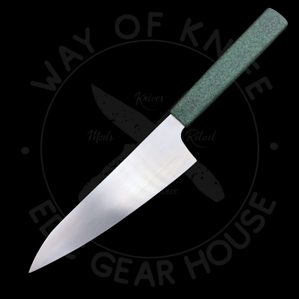 B. Kohn 'Alligator Shine' Euro-Style Chef Knife Glow Green GripTek Nitro-V (7.5" Hand Satin) 