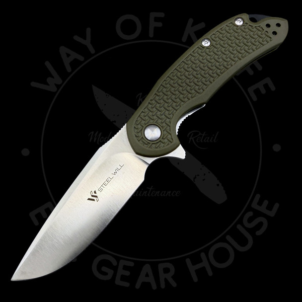 *Pre Owned* Steel Will Knives Cutjack Flipper Knife OD Green FRN (3.5" Satin)
