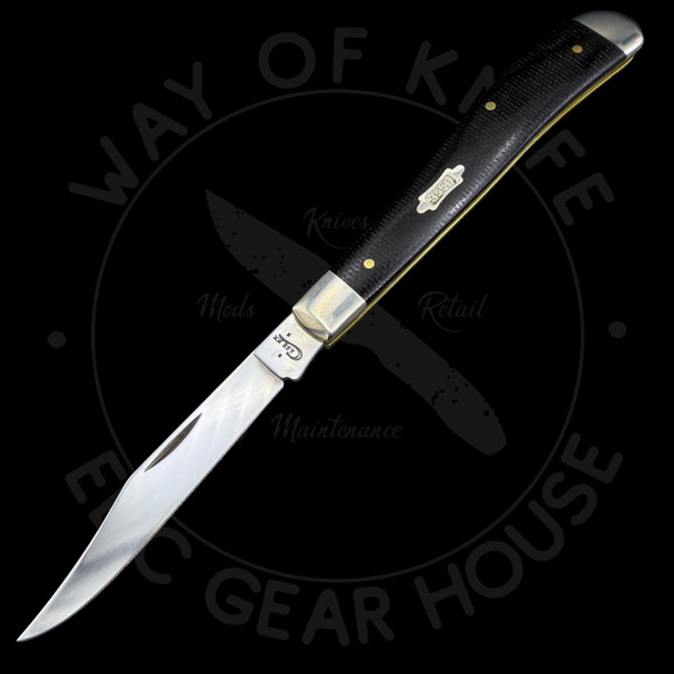 *Pre Owned* Case Black Canvas Laminate Slimline Trapper 4.125" Closed (101048 SS), Slipjoint (non-locking) - 23135