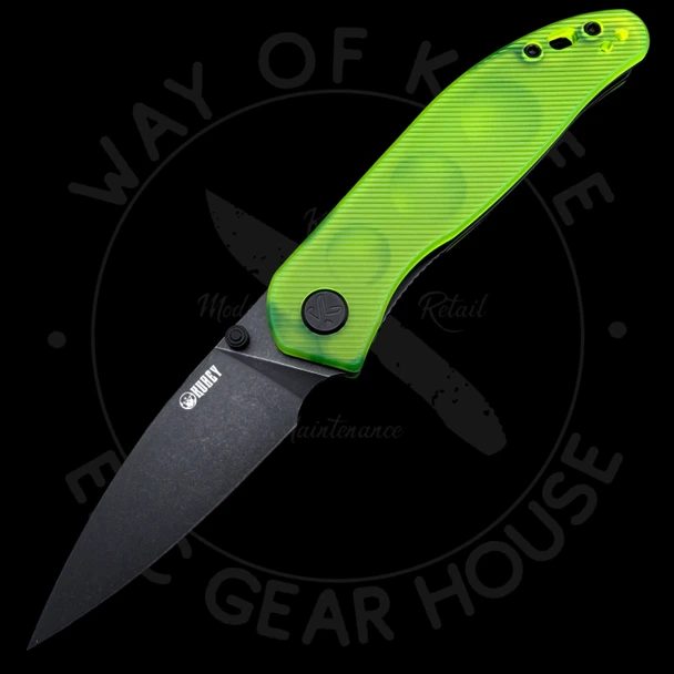 Kubey Knives SNUG Linerlock Black Green Glow Polycarbonate