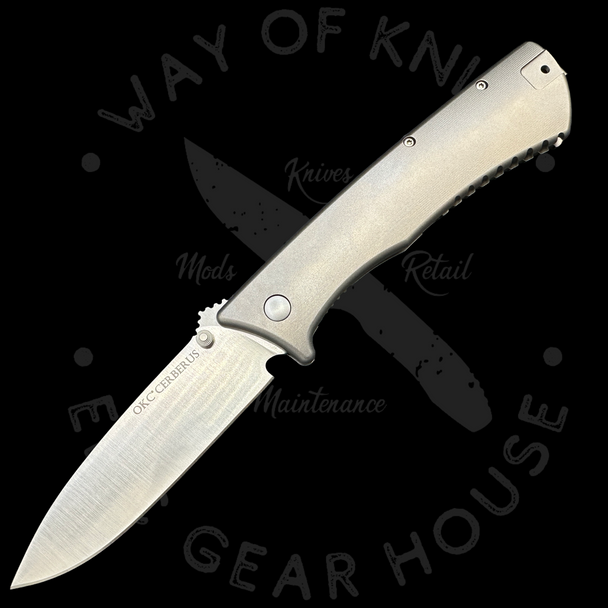 Ontario Cerberus Folder Frame Lock Knife Titanium (3.75" Satin)