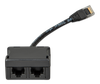 RJ45-splitter 1xRJ45 male15cm cable2xRJ45 female (front-angle)