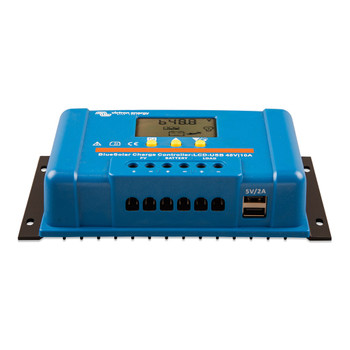BlueSolar PWM Charge Controller LCD USB 48V-10A (front-angle)