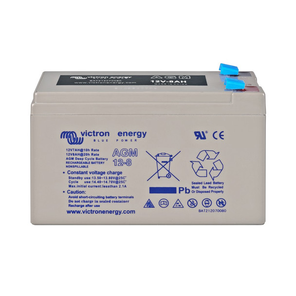 12V 8Ah AGM Deep Cycle Battery (front)