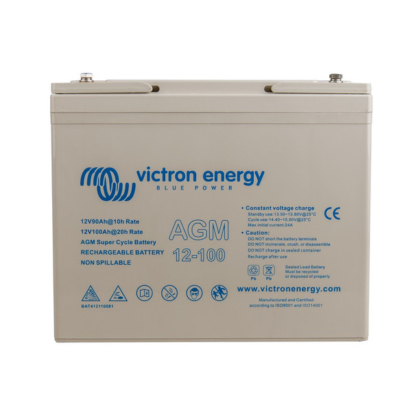 12V 100Ah AGM Super Cycle Battery (front)