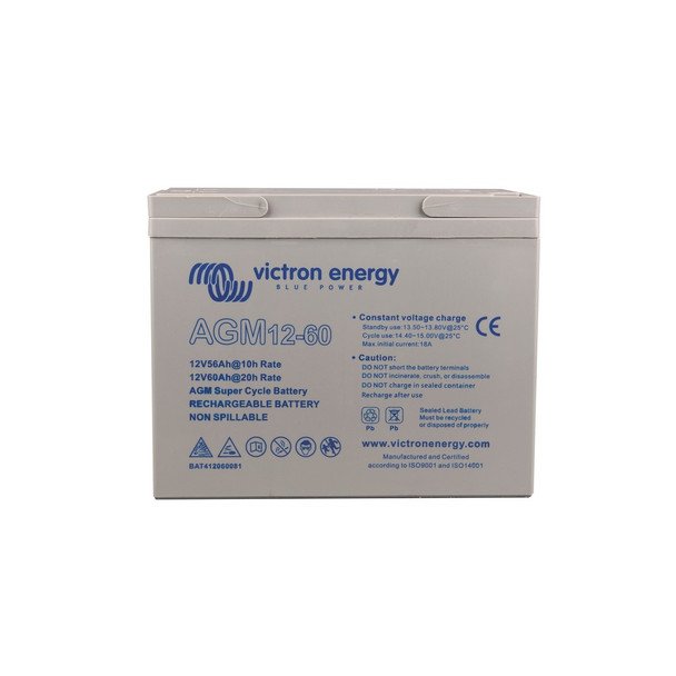 12V 60Ah AGM Super Cycle Battery (front)