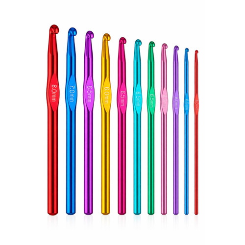 12‑Piece Crochet Hook Set – Multi‑Colour Aluminium Hooks (2 mm–8 mm) with Storage Case