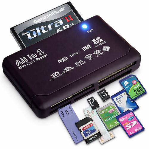 LUPO Compact USB 2.0 Multi-Card Reader - Supports 150+ Memory Cards, Plug & Play