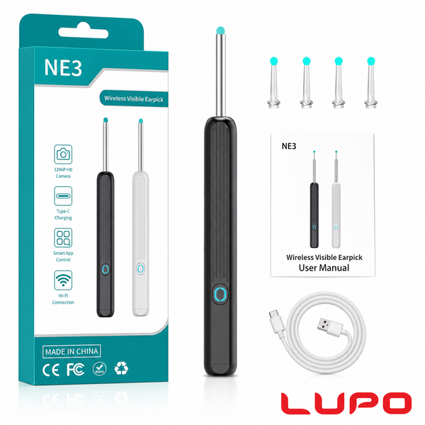Wireless Ear Wax Removal Camera – 1080P HD Otoscope with 6 LED Lights, 360° Gyroscope & Rechargeable Wi‑Fi