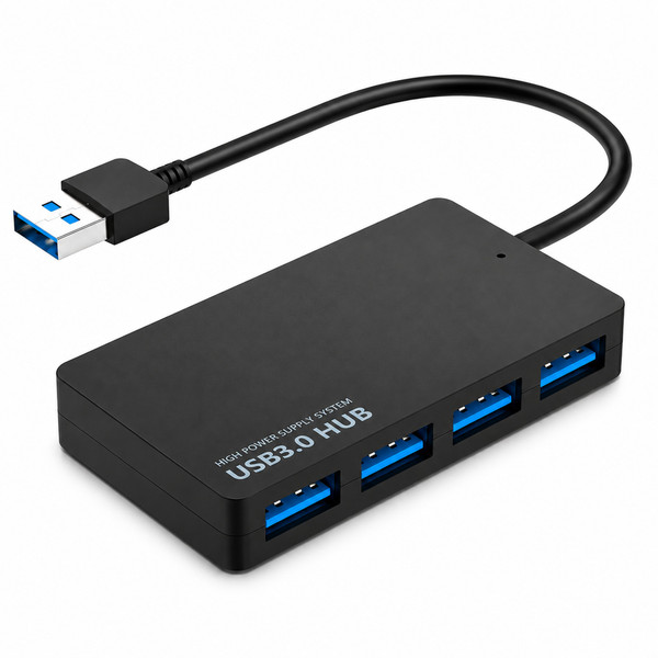 USB Hub 3.0 | 4 Port Splitter | 5Gbps High Speed | PC Laptop Mac | Black