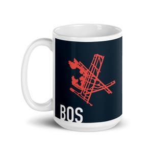 BOS - Boston Airport Code and Runway Coffee Mug (15 oz) BOS - Boston Airport Code and Runway Coffee Mug (15 oz)