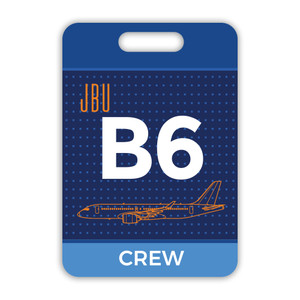 B6/JBU Airbus A220 Crew Luggage Tag is perfect for flight crew members such as pilots and flight attendants to identify their crew bags. B6/JBU Airbus A220 Crew Luggage Tag is perfect for flight crew members such as pilots and flight attendants to identify their crew bags.
