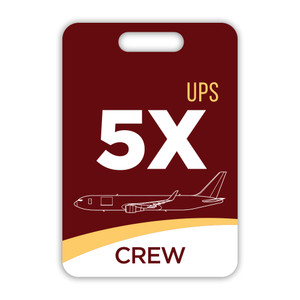 5X/UPS Boeing 767F Crew Luggage Tag perfect for UPS Airlines pilots. 5X/UPS Boeing 767F Crew Luggage Tag perfect for UPS Airlines pilots.
