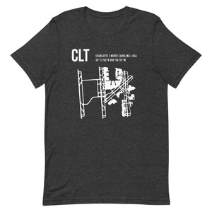 Charlotte CLT Airport Runway Map T-Shirt Charlotte CLT Airport Runway Map T-Shirt