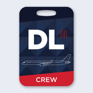 DL/DAL Boeing 757-300 Dark Mode Crew Luggage Tag for Delta pilots, flight attendants, and aviation enthusiasts.