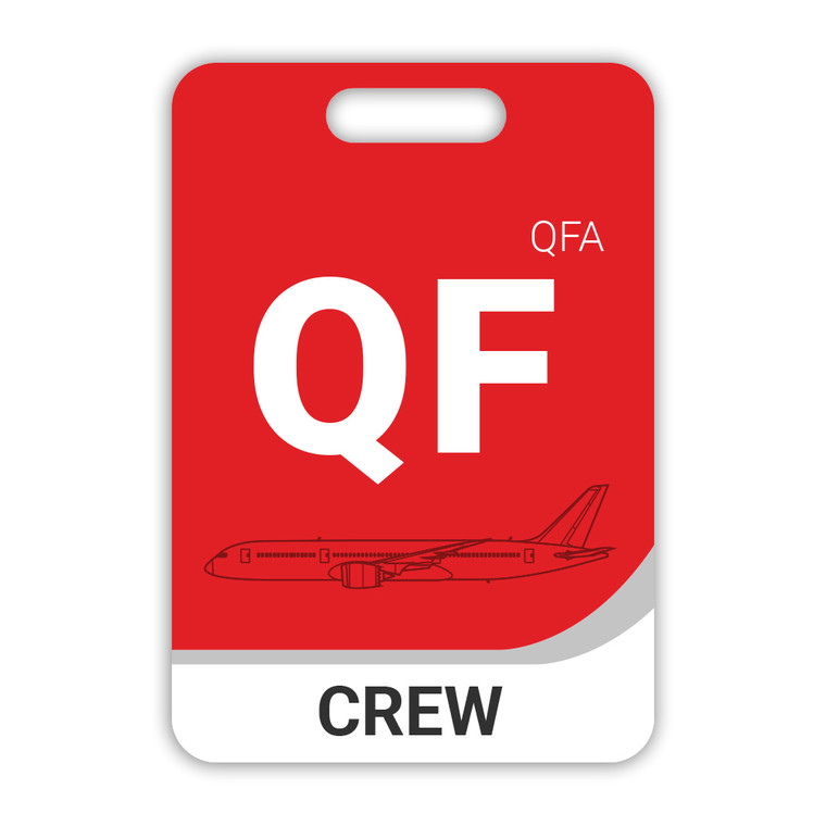 QF/QFA Boeing 787-9 Crew Luggage Tag is perfect for pilots, flight attendants, and crew members. QF/QFA Boeing 787-9 Crew Luggage Tag is perfect for pilots, flight attendants, and crew members.