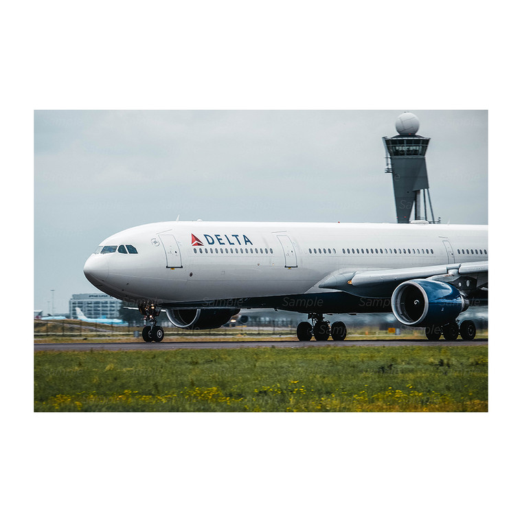 Poster print of a Delta Air Lines Airbus A330 taking off at Amsterdam Schiphol Airport. Poster print of a Delta Air Lines Airbus A330 taking off at Amsterdam Schiphol Airport.