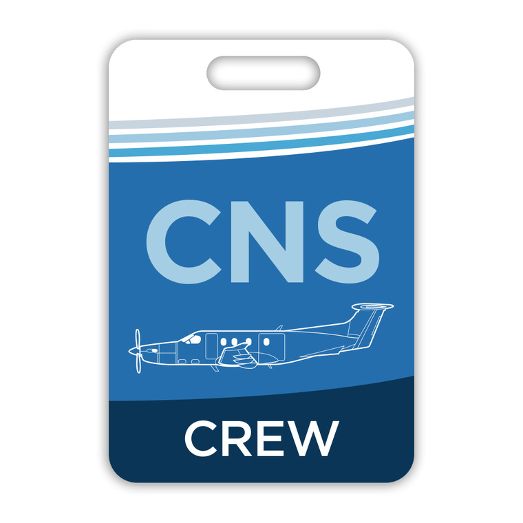 CNS Crew Bag Tag featuring a Pilatus PC-12 aircraft that is perfect for pilots. CNS Crew Bag Tag featuring a Pilatus PC-12 aircraft that is perfect for pilots.