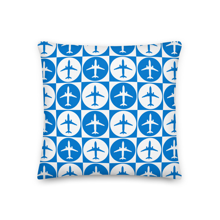 Airplane Circle Pattern Six Miles Up Blue Throw Pillow Airplane Circle Pattern Six Miles Up Blue Throw Pillow