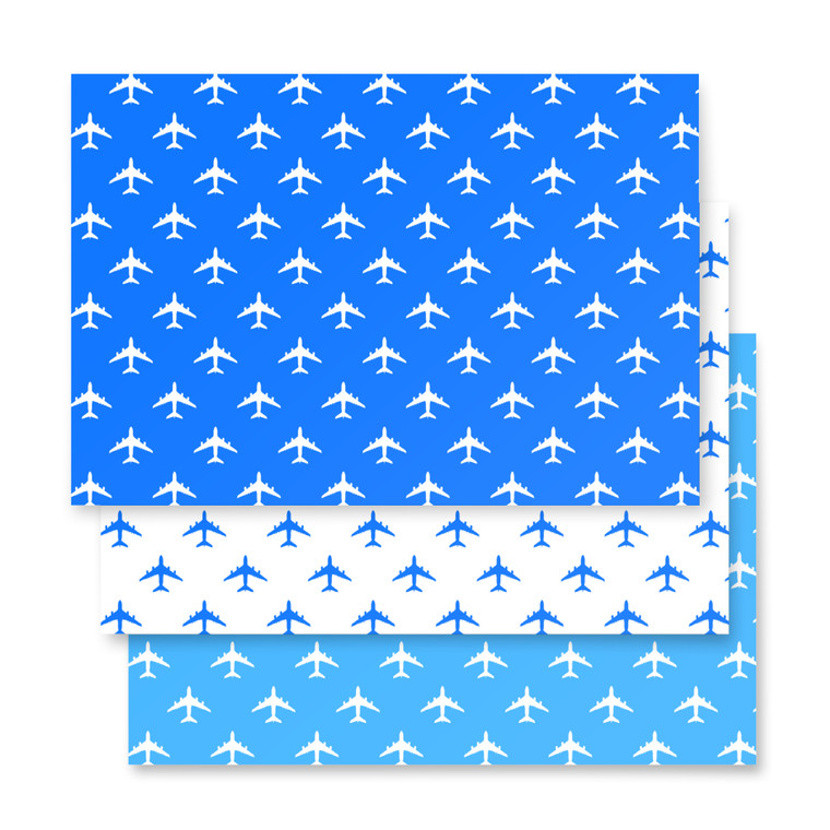 Airplane Wrapping Paper Airbus A380 - Sky Blues Color Set of 3
