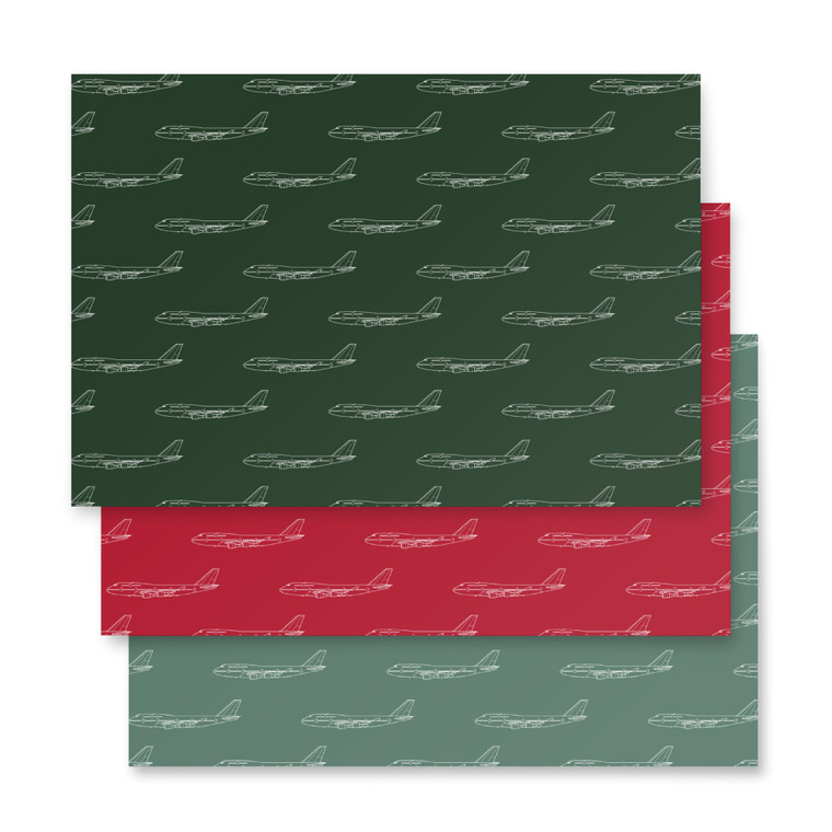 Airplane Wrapping Paper Boeing 747 – Christmas Color Set of 3