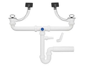 Sifon za pomivalno korito dvojni, s priključkom za PS in prelivom | McAlpine HC7-1017