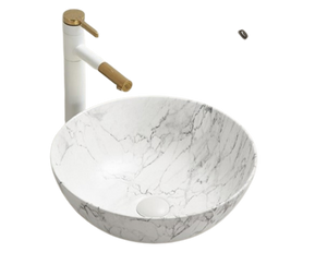 Okrogli nadpultni umivalnik z vzorcem WHITE STONE - 104MW