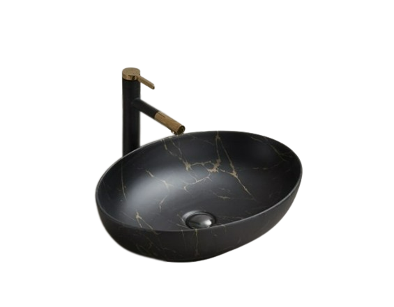 Črni nadpultni umivalnik GOLD BLACK - 78166 GB