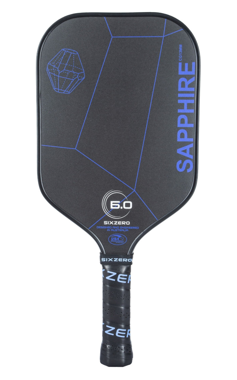 6.0 Six Zero Sapphire Pickleball Paddle 13 mm Black