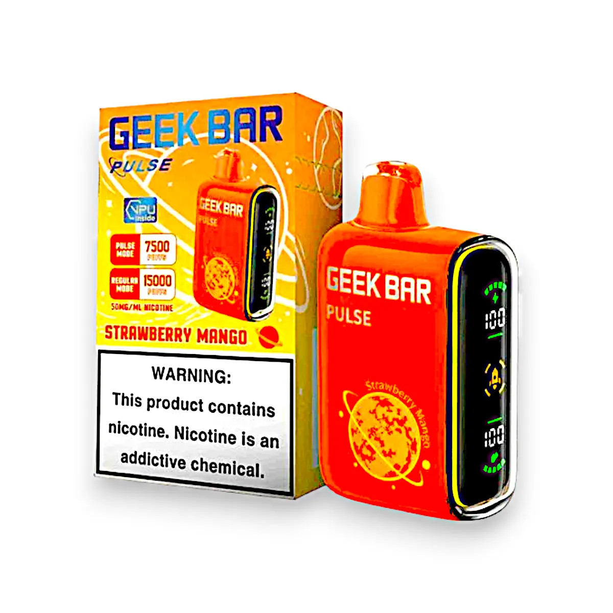 strawberry mango geek bar flavor Geek Bar Pulse Strawberry Mango Disposable Vape 15,000 Puffs - Delivered In  As Fast As 15 Minutes main image 1