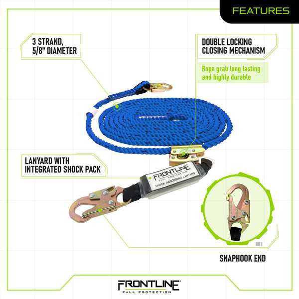 Frontline VLP50R3L-AM 50 ft Vertical Lifeline Kit