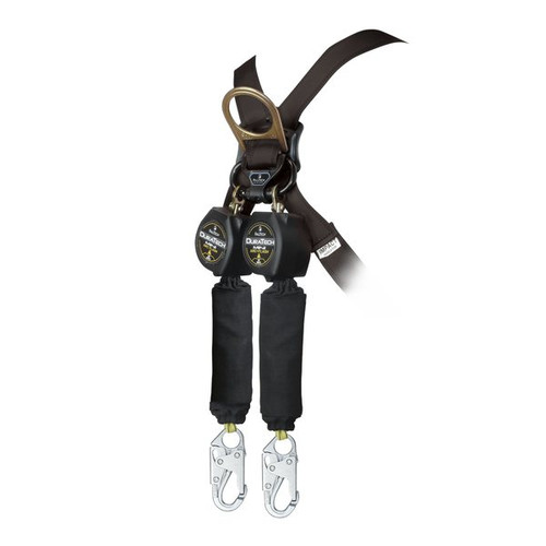 FallTech 72906TB1 6' Arc Flash Mini Twin-Leg personal SRL with steel carabiner/clip + steel snap hooks