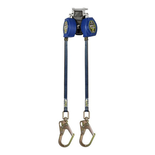 FallTech 84106TP0 6' FT-X EdgeCore Leading-Edge Twin-Leg personal SRL with steel swivel mini rebar hooks