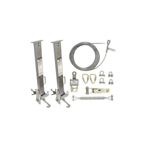 FallTech 6033024 SteelGrip Cable HLL Kit with I-Beam Stanchions with 30 ft, 4 to 24 in
