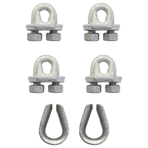 FallTech 62203C install hardware pack contents: four cable clips and two thimbles for one SteelGrip HLL system