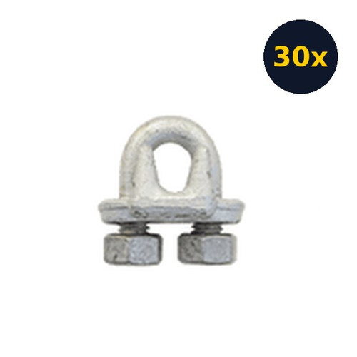 FallTech 62207C30 galvanized cable clip for 3/8 inch SteelGrip HLL cable, sold as a 30-pack