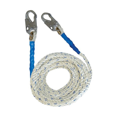 FallTech 8150DH Vertical Lifeline, Double Snap Hook, 5/8 in with 50 ft