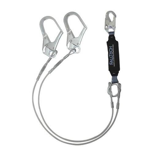 FallTech 8357Y3 ViewPack Coated Cable Lanyard, 6 ft Y-Leg, Rebar