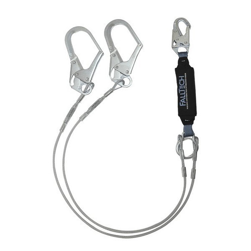 FallTech 8357Y3 ViewPack Coated Cable Lanyard, 6 ft Y-Leg, Rebar