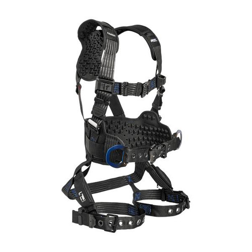 FallTech 8131 FT-One Ultra-Lite 3D construction belted harness with tongue buckle legs, front angled view on white background