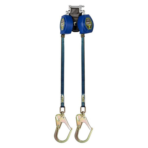 FallTech FR84106TP3S 6' FT-X EdgeCore Class 2 leading edge twin-leg SRL-P with SpeedLink field-replaceable legs and steel swivel rebar hooks