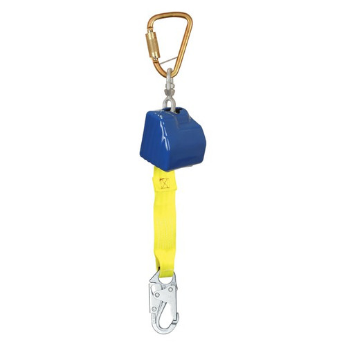 FallTech 8262 8' web retractor with polyester web lifeline, steel snap hook, and captivated steel anchorage carabiner