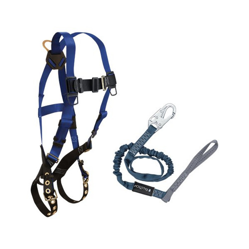 FallTech CMB168259L Combo, 7016 Harness and 8259L Lanyard shown with all included components on white background