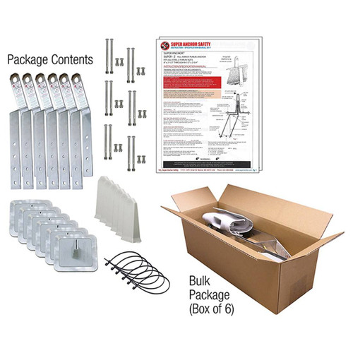 Super Anchor 1016 Z-Purlin Anchor Kits, Box of 6, SKU 1016, box of 6 kit contents with flashings and fasteners
