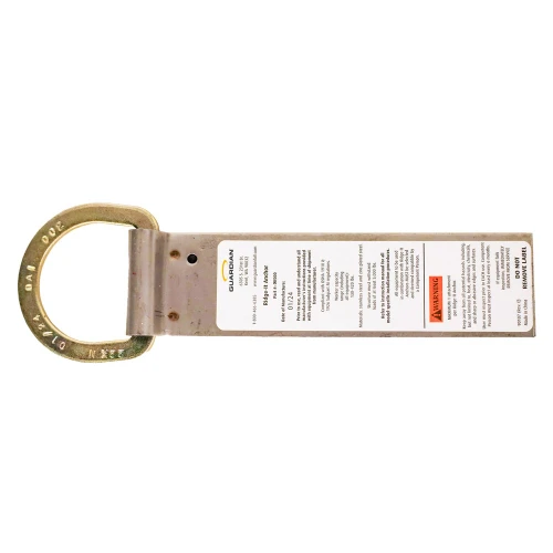 Guardian 00500 Ridge-It permanent roof anchor 9.75 in with single D-ring, top view, sold in a 4-pack