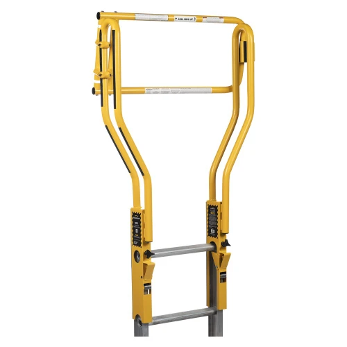 Guardian 10798 Safe-T self-closing ladder gate mounted on the Safe-T Ladder extension, quarter view