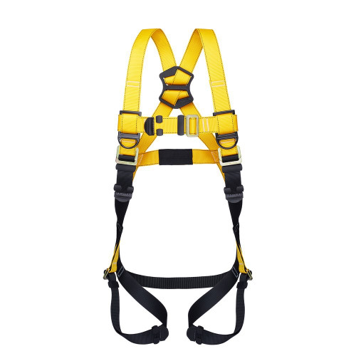 Guardian Series 1 full body harness with pass-through chest and leg buckles, sizes M-L and XL-XXL, front view (37001, 37002)