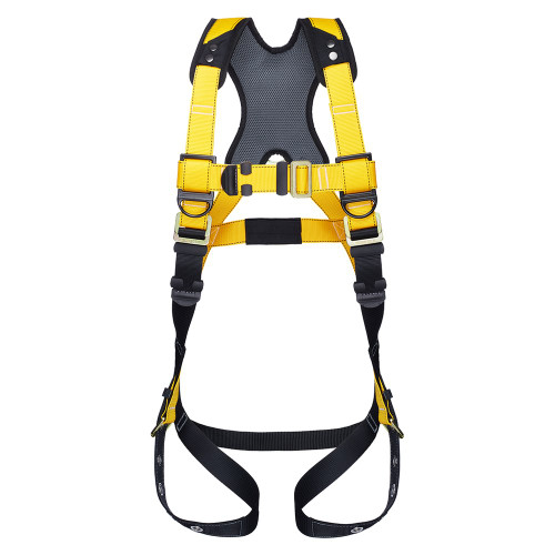 Guardian Series 3 padded full body harness 37105 in hi-vis orange with pass-through chest and tongue-buckle legs, size M-L