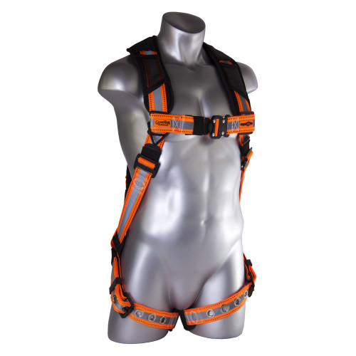 Guardian Reflective Cyclone harness in black and orange 21056 front (21057)